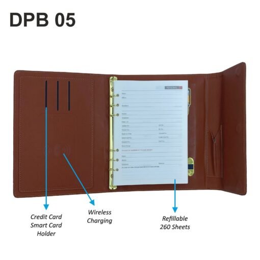 8,000 MAH Wireless Power Bank Diary with Glow LED Plate & Metal Pen GCDPB 05
