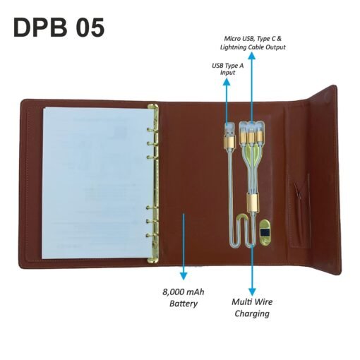 8,000 MAH Wireless Power Bank Diary with Glow LED Plate & Metal Pen GCDPB 05