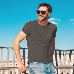 Ruffty Crew Neck T-shirt-BLACK-MELANGE