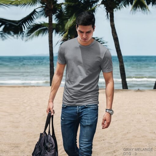 Ruffty DTG Round Neck T-shirt-GRAY-MELANGE