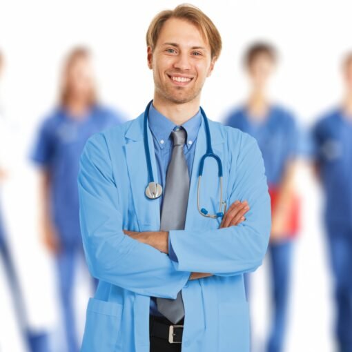 Ruffty Full Sleeve Lab Coat-Light Blue