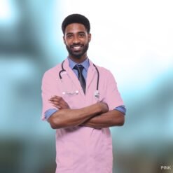 Ruffty Half Sleeve Lab Coat- Pink