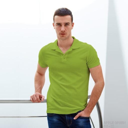 Ruffty Solid Collar T-shirt-Apple Green