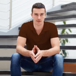 Ruffty Solid Collar T-shirt-Chestnut