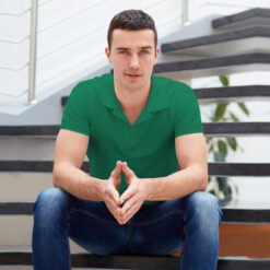 Ruffty Solid Collar T-shirt-Forest Green