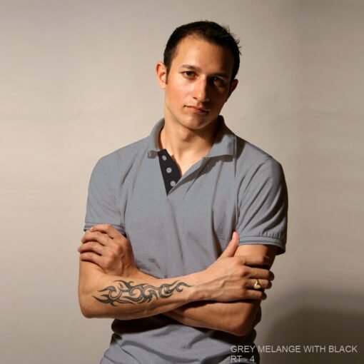 Tipping Collar T-shirt 7 Ruffty Tipping Collar T-shirt-Grey-Melange-with-Black RT 4