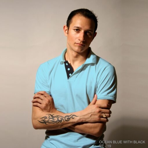 Tipping Collar T-shirt 4 Ruffty Tipping Collar T-shirt-Ocean-Blue-with-Black-RT19