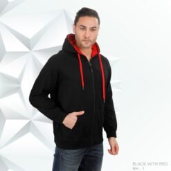 Ruffty Winter Play Hoodies-Black-with-Red-RH1