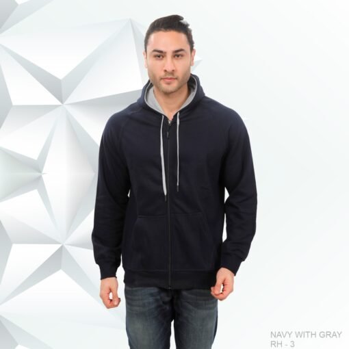 Ruffty Winter Play Hoodies-Navy with Grey-RH3