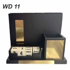 Wooden Desktop with Lifetime calendar cubes & Notebook Diary WD 11