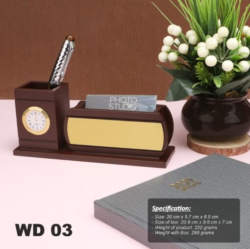 Wooden Desktop with Clock WD 03