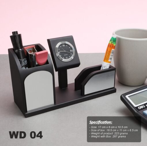Wooden Desktop with Clock WD 04
