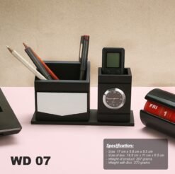 Wooden Desktop with Clock WD 07