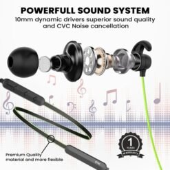 Black & Green EnRock Bluetooth Neckband EVM-NB-023