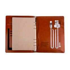 Leather Finished Tan 8000 MAH Power bank Diary with 16gb Pendrive EK10104