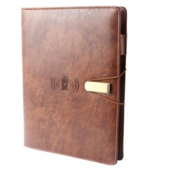 Light Brown Leather Finished 8000 MAH Power Bank Diary with 16gb Pendrive EK10101