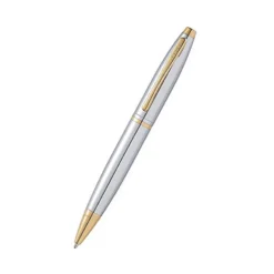 Cross AT0112-15 Calais Ballpoint Pen Chrome with Gold Trims