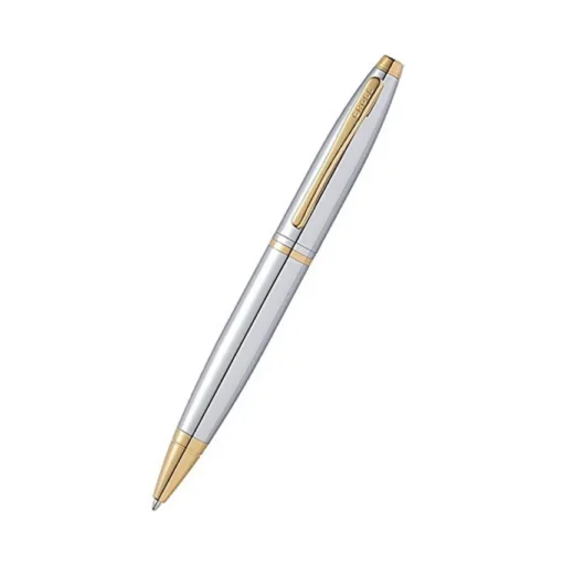 Cross AT0112-15 Calais Ballpoint Pen Chrome with Gold Trims