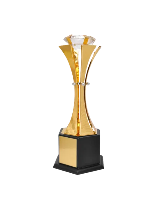 Diamond studded with Hexagonal wooden base Trophy GCZ 1048