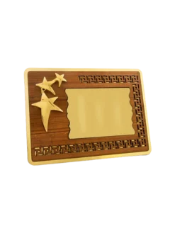 Rectangular shaped wooden memento with 3 stars GCZ 1086