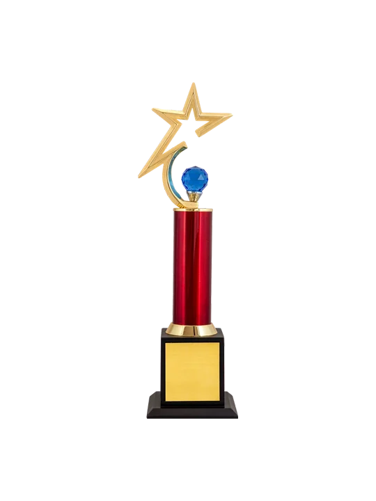 A wooden base with Red pipe and Crystal holding a Star Trophy GCZ 1140 2 A wooden base with Red pipe and Crystal holding a Star Trophy GCZ 1140