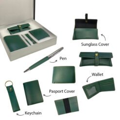 Premium 5 in 1 Green Leatherette Gift Hamper EK2831