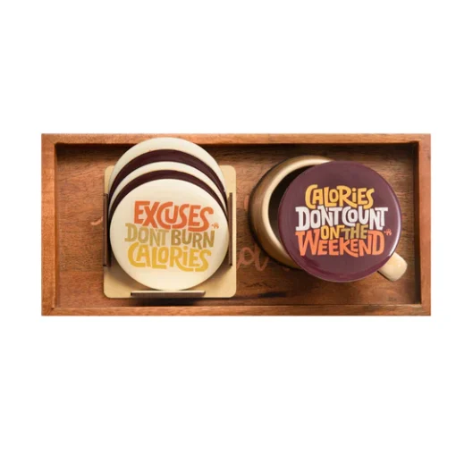 Tea Coasters - Weekend sans Calories! 4 Tea Coasters - Weekend sans Calories!