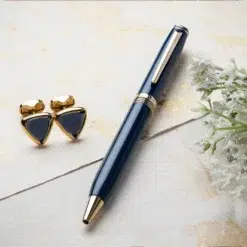 Contemporary Ballpoint Pen with Shard Cufflinks in Blue & Gold