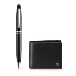 Gift Set Lapis Bard Contemporary Ballpoint Pen With Mayfair Coin Pocket Wallet Black and Chrome 10 Gift Set Lapis Bard Contemporary Ballpoint Pen With Mayfair Coin Pocket Wallet Black and Chrome