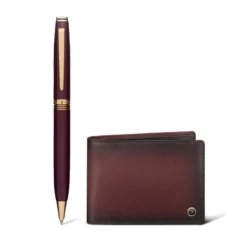 Lapis Bard Gift Set Contemporary Ballpoint Pen with Ducorium Wallet Bordeaux with Gold Trims 10 Lapis Bard Gift Set Contemporary Ballpoint Pen with Ducorium Wallet Bordeaux with Gold Trims