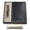 Lapis Bard Gift Set Contemporary Dark Ballpoint Pen and Mayfair Leather Notebook
