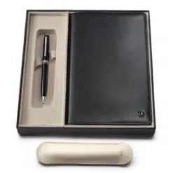 Lapis Bard Gift Set Contemporary Dark Ballpoint Pen and Mayfair Leather Notebook