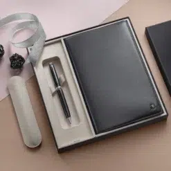 Lapis Bard Gift Set Contemporary Dark Ballpoint Pen and Mayfair Leather Notebook