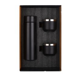 Wizard Matte Black Temperature Bottle With 2 Steel Cups Gift Set EK37302