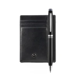 Gift Set Lapis Bard Contemporary Ballpoint Pen With Mayfair Credit Card Holder Black With Chrome Trims
