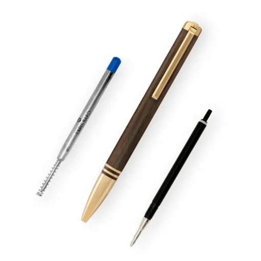 Lapis Bard Contemporary Torque Hickory Ballpoint Pen - Brown with Gold Trims 6 Lapis Bard Contemporary Torque Hickory Ballpoint Pen - Brown with Gold Trims