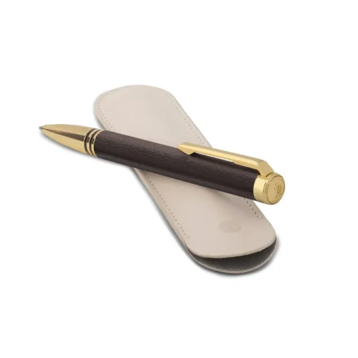 Lapis Bard Torque Artis Leather Ballpoint Pen - Brown with Gold Trims 7 Lapis Bard Torque Artis Leather Ballpoint Pen - Brown with Gold Trims