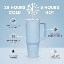 Tumbler for Hot and Cold, 1200ml with Straw