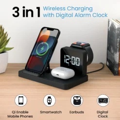 BELLA 15 Watt Output Wireless Charger with Digital Alarm Clock