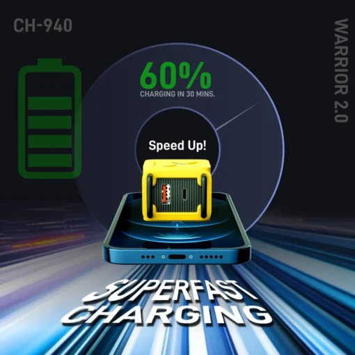 UBON CH-940 Warrior 2.0 65W Dual Port Fast Charger