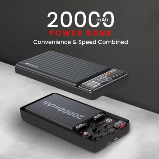 Luxcell Bind Mini 20K Power Bank with in Built Cable