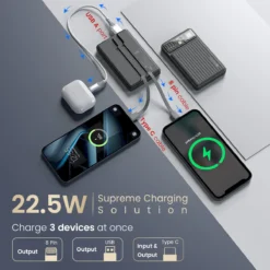 Luxcell Bind Mini 10K Power Bank In Built Type C & 8 Pin Cable