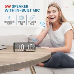 PIXEL 4 Digital Alarm Clock with Portable Bluetooth Speaker