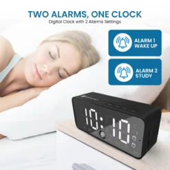 PIXEL 4 Digital Alarm Clock with Portable Bluetooth Speaker