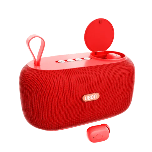 UBON Discover the SP-125 Speakers with Ear Buds-Red