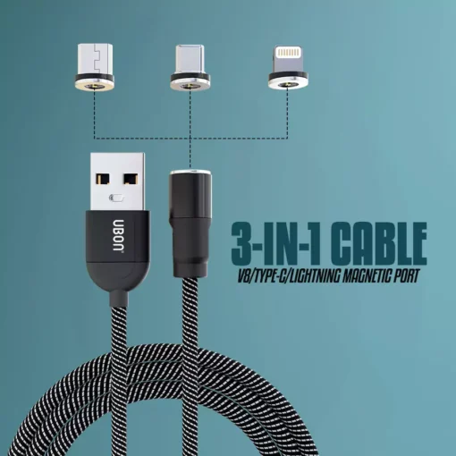UBON Magnet Series WR-444 3-IN-1 Charging Cable 40W