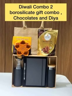Diwali combo 02 - Borosilicate gift combo with Chocolates and Diya
