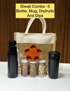 Diwali combo 05 - Bottle, Mug, with Dry fruits and Diya