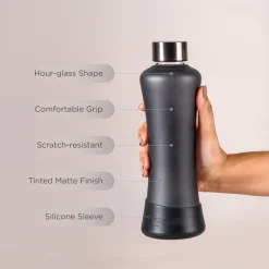 Glasafe SYP Borosilicate Glass Bottle with Silicone Base 550ml (Noir)