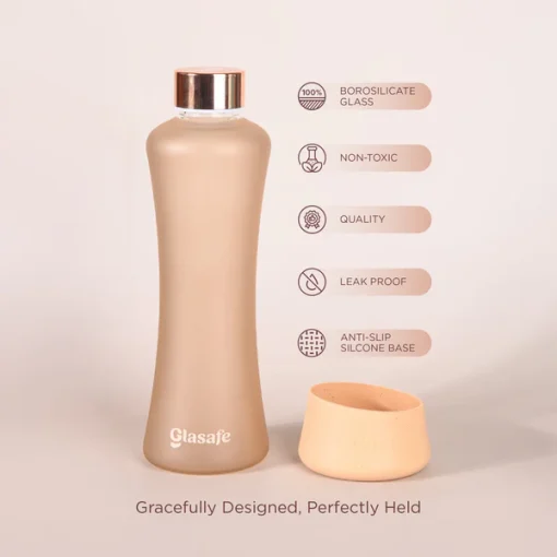 Glasafe SYP Borosilicate Glass Bottle with Silicone base 550ml (Bisque)